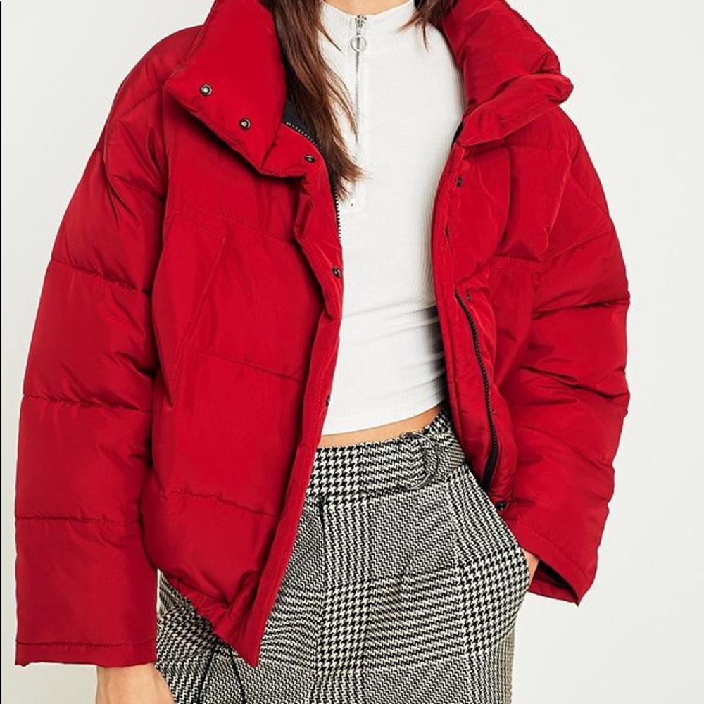 Red pillow puff urban outfitters jacket!